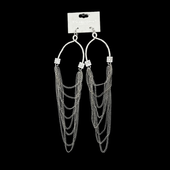 Fresh Crystal Collection Jewelry - New!! Glamorous Silver Tone Dangle Earrings